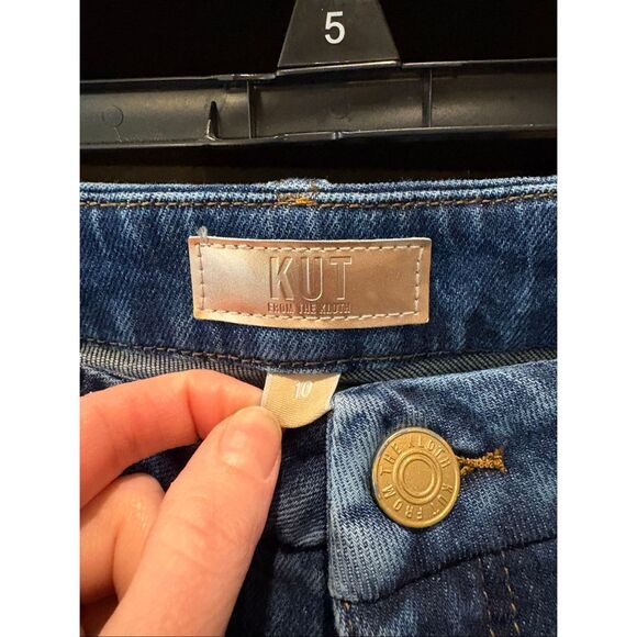 Kut From The Kloth Meg Fab Ab High Waist Raw Hem Ankle Wide Leg Jeans Size 10 - Picture 4 of 7